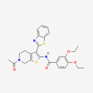 molecular formula C27H27N3O4S2 B14125925 N-(6-acetyl-3-(benzo[d]thiazol-2-yl)-4,5,6,7-tetrahydrothieno[2,3-c]pyridin-2-yl)-3,4-diethoxybenzamide CAS No. 1172229-75-2