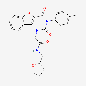 molecular formula C24H23N3O5 B14126065 2-(2,4-dioxo-3-(p-tolyl)-3,4-dihydrobenzofuro[3,2-d]pyrimidin-1(2H)-yl)-N-((tetrahydrofuran-2-yl)methyl)acetamide 