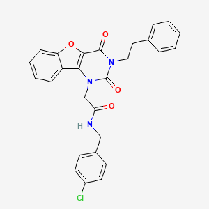 molecular formula C27H22ClN3O4 B14126090 N-(4-chlorobenzyl)-2-[2,4-dioxo-3-(2-phenylethyl)-3,4-dihydro[1]benzofuro[3,2-d]pyrimidin-1(2H)-yl]acetamide 