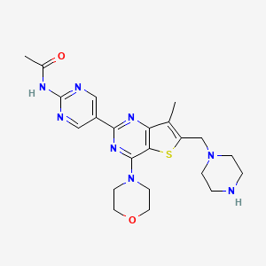 N-(5-(7-methyl-4-morpholino-6-(piperazin-1-ylmethyl)thieno[3,2-d]pyrimidin-2-yl)pyrimidin-2-yl)acetamide