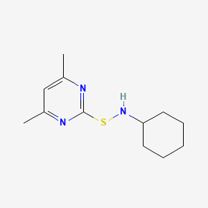 molecular formula C12H19N3S B14126189 N-[(4,6-Dimethylpyrimidin-2-yl)sulfanyl]cyclohexanamine CAS No. 37765-44-9