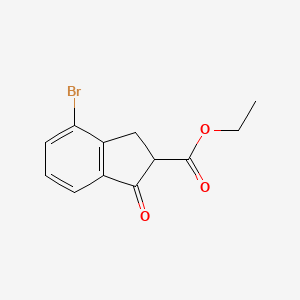 molecular formula C12H11BrO3 B14126200 Ethyl 4-bromo-1-indanone-2-carboxylateE 