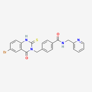 molecular formula C22H17BrN4O2S B14126343 4-[(6-bromo-4-oxo-2-sulfanylidene-1H-quinazolin-3-yl)methyl]-N-(pyridin-2-ylmethyl)benzamide 