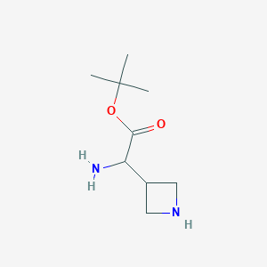 molecular formula C9H18N2O2 B14126361 Tert-butyl 2-amino-2-(azetidin-3-yl)acetate 