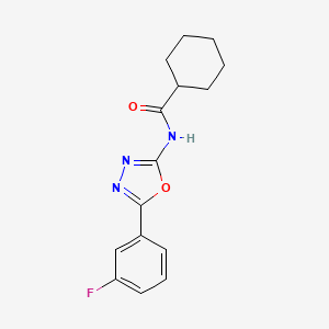 molecular formula C15H16FN3O2 B14126402 N-(5-(3-fluorophenyl)-1,3,4-oxadiazol-2-yl)cyclohexanecarboxamide CAS No. 1172946-57-4