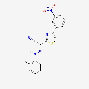 molecular formula C19H15N5O2S B14126427 (2E)-[2-(2,4-dimethylphenyl)hydrazinylidene][4-(3-nitrophenyl)-1,3-thiazol-2-yl]ethanenitrile 