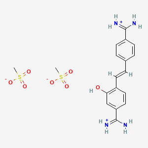 [amino-[4-[(E)-2-[4-[amino(azaniumylidene)methyl]-2-hydroxyphenyl]ethenyl]phenyl]methylidene]azanium;methanesulfonate