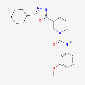 molecular formula C21H28N4O3 B14126500 3-(5-cyclohexyl-1,3,4-oxadiazol-2-yl)-N-(3-methoxyphenyl)piperidine-1-carboxamide CAS No. 1171712-16-5