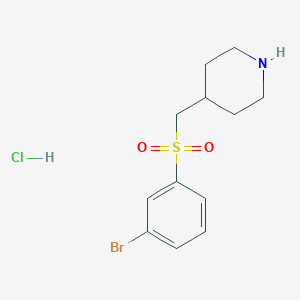 molecular formula C12H17BrClNO2S B1412655 4-(3-Bromobenzenesulfonylmethyl)-piperidine hydrochloride CAS No. 2204912-84-3