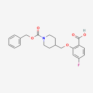 molecular formula C21H22FNO5 B1412662 4-(2-Carboxy-5-fluorophenoxymethyl)-piperidine-1-carboxylic acid benzyl ester CAS No. 2208139-26-6