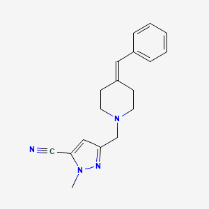 molecular formula C18H20N4 B14126634 3-((4-Benzylidenepiperidin-1-yl)methyl)-1-methyl-1H-pyrazole-5-carbonitrile 