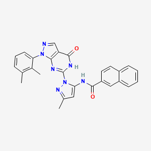 molecular formula C28H23N7O2 B14126645 N-(1-(1-(2,3-dimethylphenyl)-4-oxo-4,5-dihydro-1H-pyrazolo[3,4-d]pyrimidin-6-yl)-3-methyl-1H-pyrazol-5-yl)-2-naphthamide 