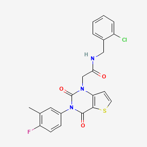 molecular formula C22H17ClFN3O3S B14126710 N-(2-chlorobenzyl)-2-(3-(4-fluoro-3-methylphenyl)-2,4-dioxo-3,4-dihydrothieno[3,2-d]pyrimidin-1(2H)-yl)acetamide 