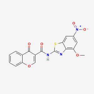 molecular formula C18H11N3O6S B14126751 N-(4-methoxy-6-nitrobenzo[d]thiazol-2-yl)-4-oxo-4H-chromene-3-carboxamide 