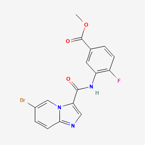 molecular formula C16H11BrFN3O3 B1412676 3-[(6-Bromoimidazo[1,2-a]pyridine-3-carbonyl)-amino]-4-fluorobenzoic acid methyl ester CAS No. 2088945-18-8