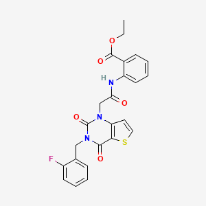 molecular formula C24H20FN3O5S B14126857 ethyl 2-({[3-(2-fluorobenzyl)-2,4-dioxo-3,4-dihydrothieno[3,2-d]pyrimidin-1(2H)-yl]acetyl}amino)benzoate 