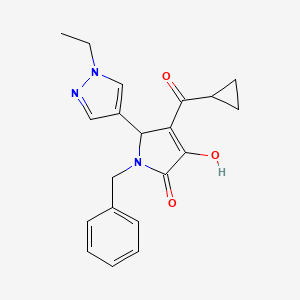 molecular formula C20H21N3O3 B14127042 1-benzyl-4-(cyclopropylcarbonyl)-5-(1-ethyl-1H-pyrazol-4-yl)-3-hydroxy-1,5-dihydro-2H-pyrrol-2-one CAS No. 1006334-30-0