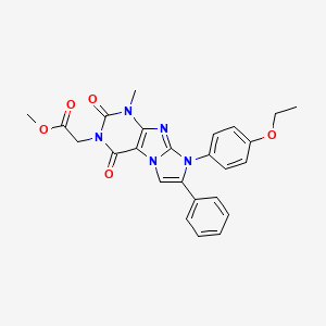 molecular formula C25H23N5O5 B14127099 methyl 2-(8-(4-ethoxyphenyl)-1-methyl-2,4-dioxo-7-phenyl-1H-imidazo[2,1-f]purin-3(2H,4H,8H)-yl)acetate 