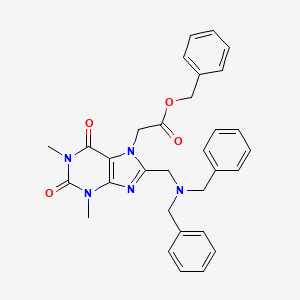 molecular formula C31H31N5O4 B14127111 benzyl 2-(8-((dibenzylamino)methyl)-1,3-dimethyl-2,6-dioxo-2,3-dihydro-1H-purin-7(6H)-yl)acetate 