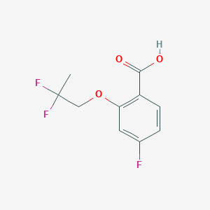 molecular formula C10H9F3O3 B1412718 2-(2,2-Difluoro-propoxy)-4-fluoro-benzoic acid CAS No. 2158482-07-4