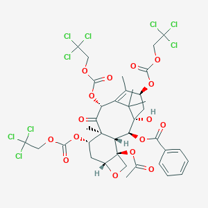 molecular formula C38H39Cl9O16 B141272 [(1S,2S,3R,4S,7R,9S,10S,12R,15S)-4-乙酰氧基-1-羟基-10,14,17,17-四甲基-11-氧代-9,12,15-三(2,2,2-三氯乙氧羰基氧基)-6-氧代四环[11.3.1.03,10.04,7]十七碳-13-烯-2-基]苯甲酸酯 CAS No. 110258-92-9