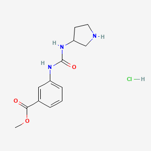 molecular formula C13H18ClN3O3 B1412743 3-(3-Pyrrolidin-3-yl-ureido)benzoic acid methyl ester hydrochloride CAS No. 2208272-64-2