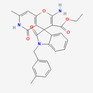 Ethyl 2'-amino-7'-methyl-1-(3-methylbenzyl)-2,5'-dioxo-5',6'-dihydrospiro[indoline-3,4'-pyrano[3,2-c]pyridine]-3'-carboxylate