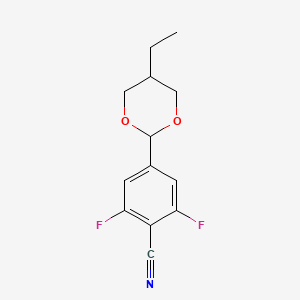 molecular formula C13H13F2NO2 B14127563 4-(5-Ethyl-1,3-dioxan-2-yl)-2,6-difluorobenzonitrile CAS No. 475644-15-6