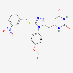 molecular formula C22H20N6O5S B14127649 6-((4-(4-ethoxyphenyl)-5-((3-nitrobenzyl)thio)-4H-1,2,4-triazol-3-yl)methyl)pyrimidine-2,4(1H,3H)-dione 