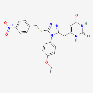 molecular formula C22H20N6O5S B14127803 6-((4-(4-ethoxyphenyl)-5-((4-nitrobenzyl)thio)-4H-1,2,4-triazol-3-yl)methyl)pyrimidine-2,4(1H,3H)-dione 