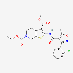 molecular formula C23H22ClN3O6S B14127967 6-ethyl 3-methyl 2-(3-(2-chlorophenyl)-5-methylisoxazole-4-carboxamido)-4,5-dihydrothieno[2,3-c]pyridine-3,6(7H)-dicarboxylate CAS No. 1170088-30-8