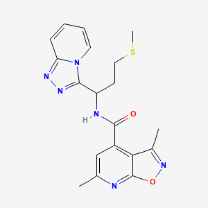 molecular formula C19H20N6O2S B14128106 3,6-dimethyl-N-[3-(methylsulfanyl)-1-([1,2,4]triazolo[4,3-a]pyridin-3-yl)propyl][1,2]oxazolo[5,4-b]pyridine-4-carboxamide 