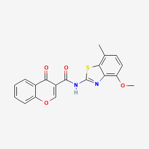 molecular formula C19H14N2O4S B14128133 N-(4-methoxy-7-methylbenzo[d]thiazol-2-yl)-4-oxo-4H-chromene-3-carboxamide 