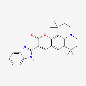 molecular formula C26H27N3O2 B14128171 5-(1H-benzimidazol-2-yl)-10,10,16,16-tetramethyl-3-oxa-13-azatetracyclo[7.7.1.02,7.013,17]heptadeca-1,5,7,9(17)-tetraen-4-one CAS No. 155306-73-3