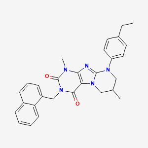 molecular formula C29H29N5O2 B14128373 9-(4-ethylphenyl)-1,7-dimethyl-3-(naphthalen-1-ylmethyl)-7,8-dihydro-6H-purino[7,8-a]pyrimidine-2,4-dione 