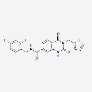 molecular formula C21H15F2N3O3S B14128495 N-(2,4-difluorobenzyl)-2,4-dioxo-3-(thiophen-2-ylmethyl)-1,2,3,4-tetrahydroquinazoline-7-carboxamide 