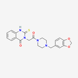 3-[2-[4-(1,3-benzodioxol-5-ylmethyl)piperazin-1-yl]-2-oxoethyl]-2-sulfanylidene-1H-quinazolin-4-one