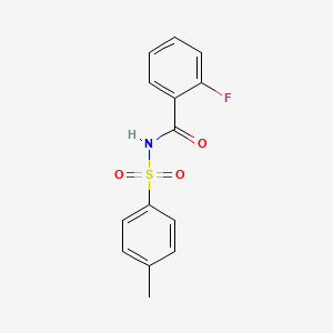 molecular formula C14H12FNO3S B14128686 2-fluoro-N-(4-methylbenzenesulfonyl)benzamide 