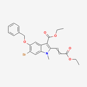 molecular formula C24H24BrNO5 B1412883 Ethyl 6-bromo-2-(3-ethoxy-3-oxoprop-1-enyl)-1-methyl-5-phenylmethoxyindole-3-carboxylate CAS No. 1704066-46-5