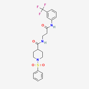 molecular formula C22H24F3N3O4S B14129400 N-(3-oxo-3-{[3-(trifluoromethyl)phenyl]amino}propyl)-1-(phenylsulfonyl)piperidine-4-carboxamide CAS No. 903870-83-7