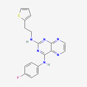 molecular formula C18H15FN6S B14129513 N~4~-(4-fluorophenyl)-N~2~-[2-(thiophen-2-yl)ethyl]pteridine-2,4-diamine 