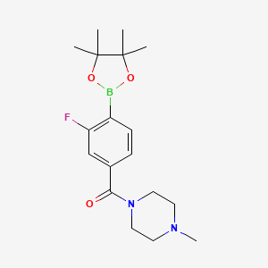molecular formula C18H26BFN2O3 B1412955 2-氟-4-(4-甲基-1-哌嗪基羰基)苯硼酸频哪醇酯 CAS No. 1556924-32-3
