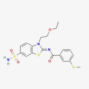 molecular formula C19H21N3O4S3 B14130168 (Z)-N-(3-(2-ethoxyethyl)-6-sulfamoylbenzo[d]thiazol-2(3H)-ylidene)-3-(methylthio)benzamide CAS No. 887202-45-1