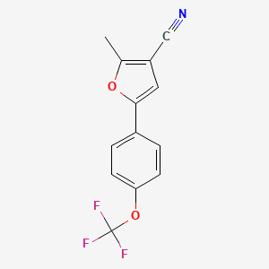 molecular formula C13H8F3NO2 B1413051 2-甲基-5-(4-三氟甲氧基苯基)呋喃-3-腈 CAS No. 1858256-11-7