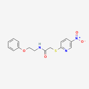 molecular formula C15H15N3O4S B14130662 2-[(5-nitropyridin-2-yl)sulfanyl]-N-(2-phenoxyethyl)acetamide 