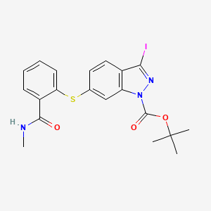 molecular formula C20H20IN3O3S B14130822 3-iodo-6-(2-(methylcarbamoyl)phenylthio)-1H-1-Boc-indazole 