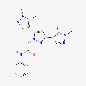 molecular formula C21H23N7O B14130852 2-[3,5-bis(1,5-dimethylpyrazol-4-yl)pyrazol-1-yl]-N-phenylacetamide CAS No. 1006356-57-5