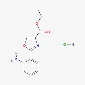 molecular formula C12H13ClN2O3 B1413109 乙酸2-(2-氨基苯基)噁唑-4-羧酸乙酯盐酸盐 CAS No. 1337881-79-4