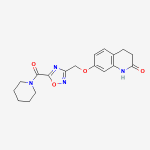 molecular formula C18H20N4O4 B14131185 7-{[5-(piperidin-1-ylcarbonyl)-1,2,4-oxadiazol-3-yl]methoxy}-3,4-dihydroquinolin-2(1H)-one CAS No. 1040689-84-6