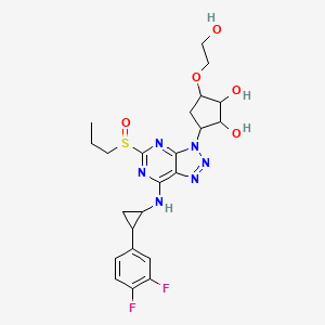 molecular formula C23H28F2N6O5S B14131214 3-[7-[[2-(3,4-Difluorophenyl)cyclopropyl]amino]-5-propylsulfinyltriazolo[4,5-d]pyrimidin-3-yl]-5-(2-hydroxyethoxy)cyclopentane-1,2-diol 